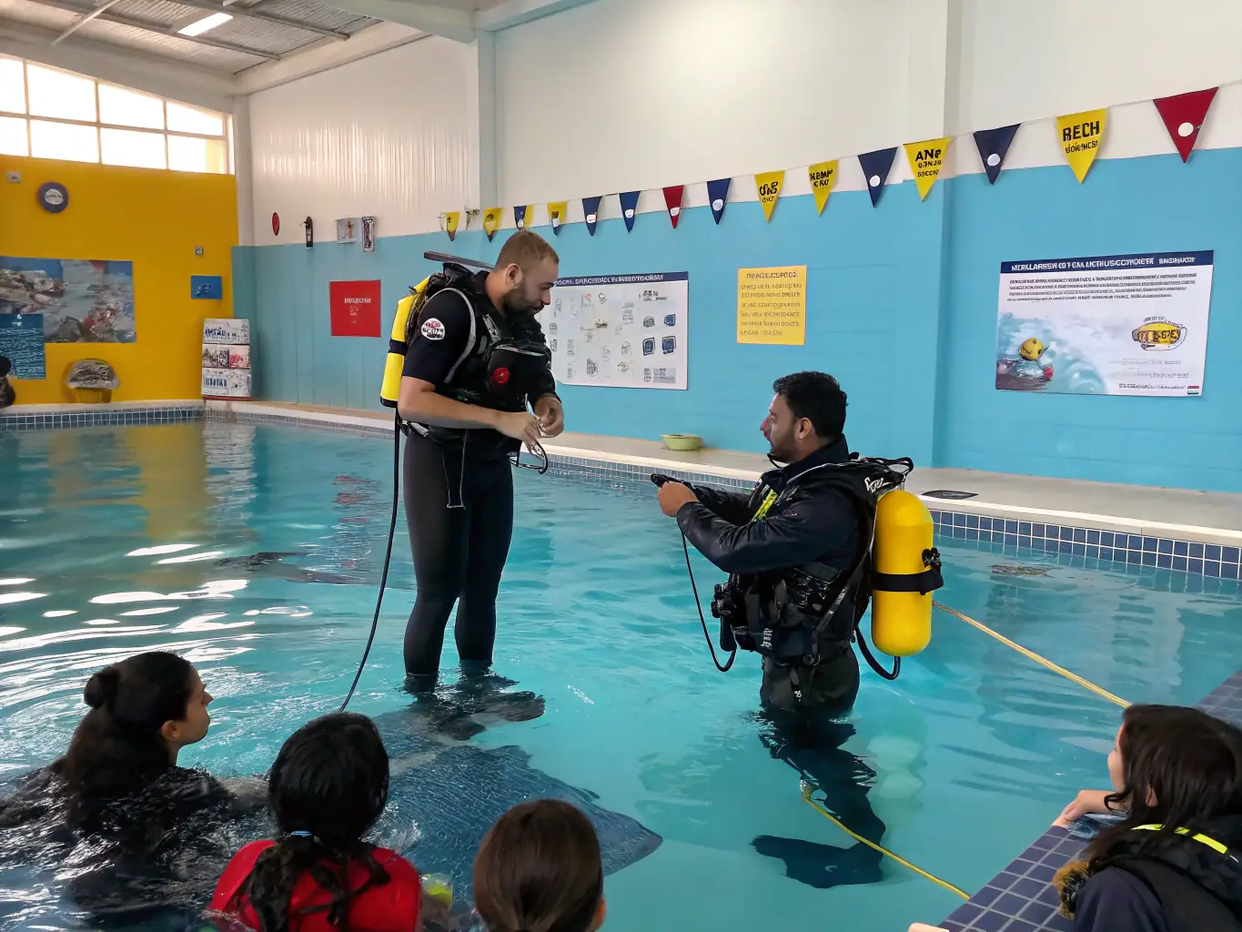 A focused image of a fishing training workshop, with participants learning about different fishing techniques and equipment from a knowledgeable instructor at the Cyprinus Carpe Club.